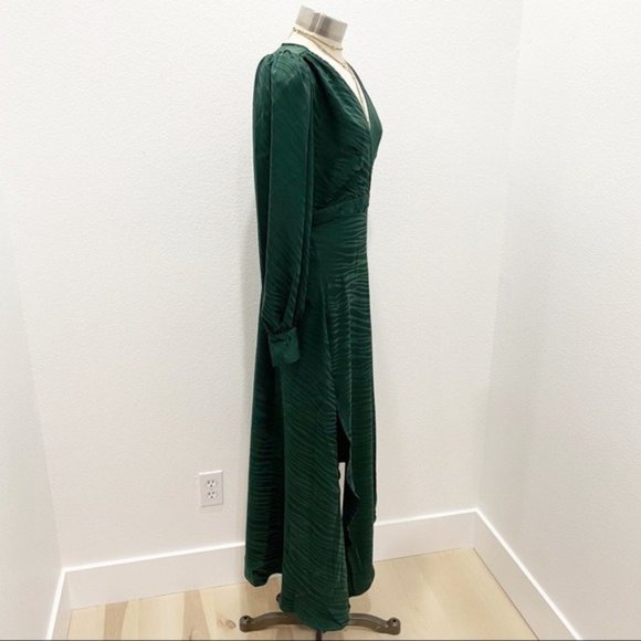 RONNY KOBO Estelle Forest Green Animal Print  V Neck Maxi Dress w/ Slit NWT S - Picture 5 of 11